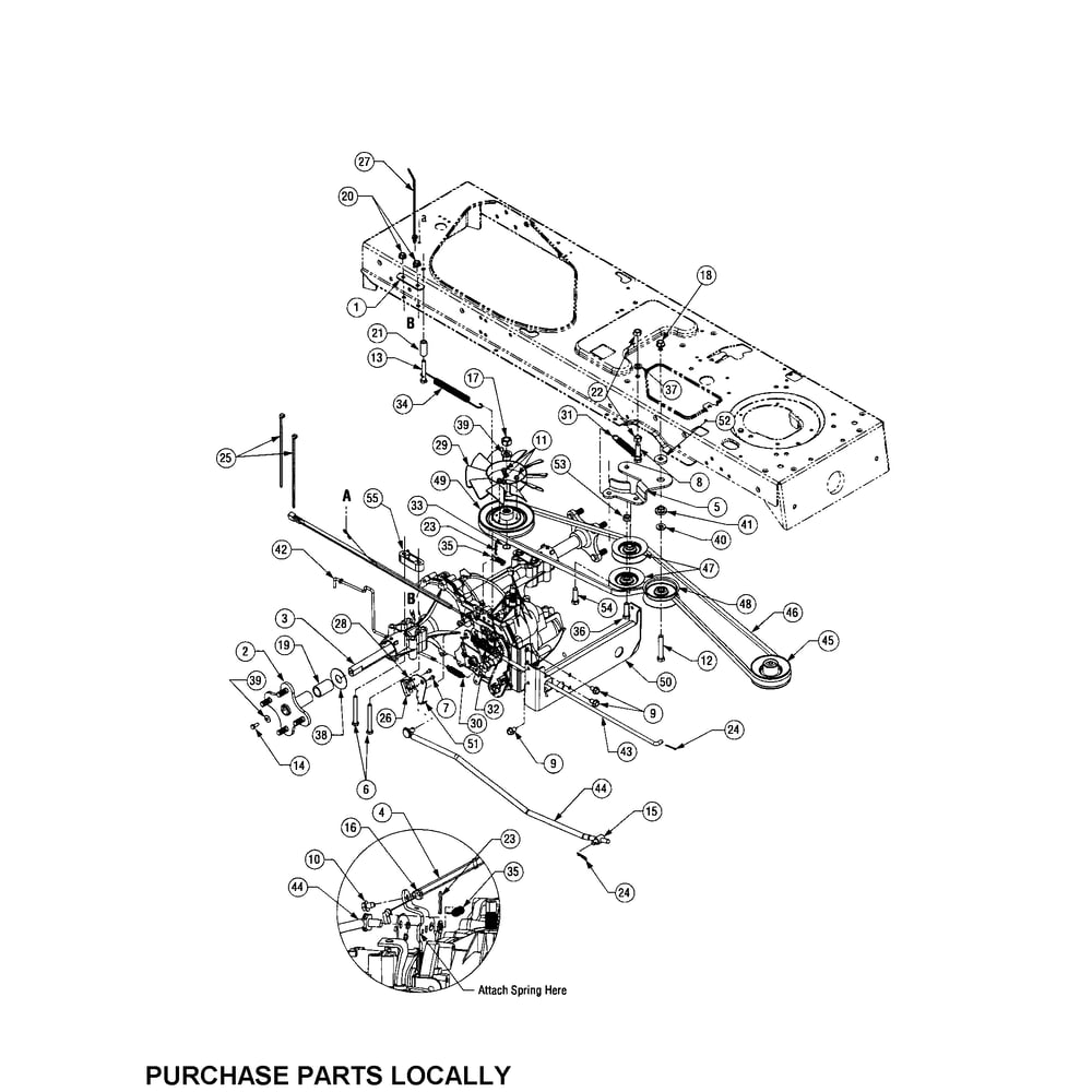 Drive System Diagram and Parts List for SERIES1500  Cub Cadet Lawn Tractor